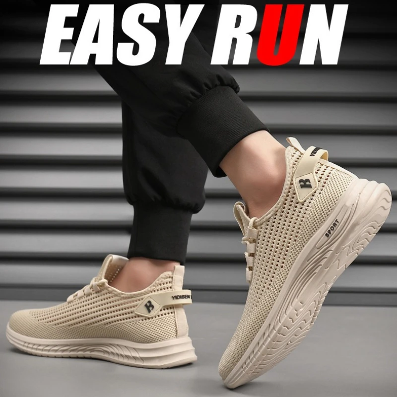 Shock Absorbing Gym Trainers - Tênis de corrida masculinos, com malha