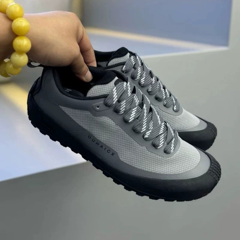 Knit Fabric Lace Up Sneakers - Tênis Masculino Antiderrapante de Cano Baixo
