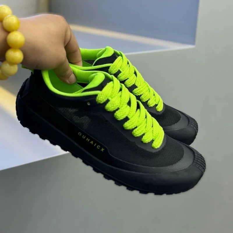 Tênis Masculino Antiderrapante - Knit Fabric Lace Up Sneakers avaliação e preço