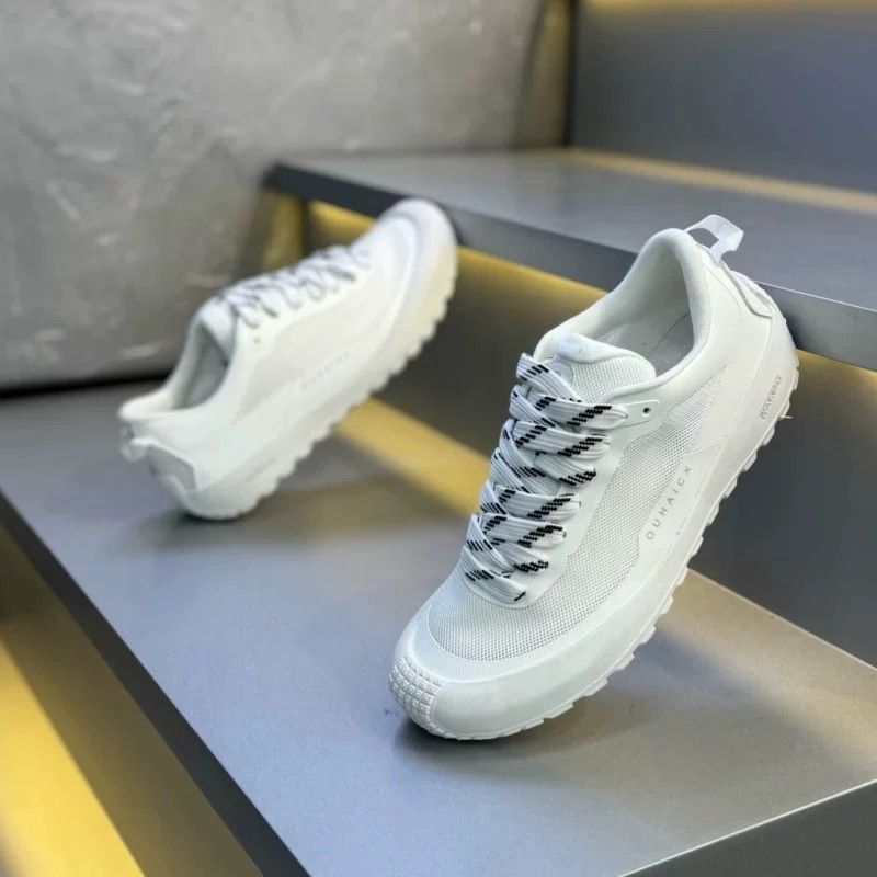 Tênis Masculino Antiderrapante - Knit Fabric Lace Up Sneakers avaliação e preço
